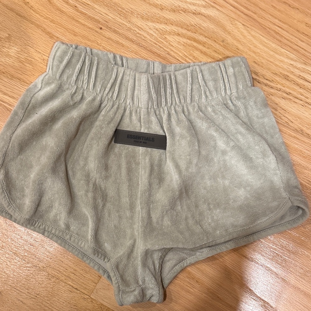 Essentials Light Brown Velour Shorts xxs